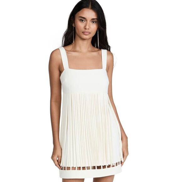 $650 Alexis SASKIA Alabaster Sleeveles Mini Fringe Dress Sz M Bridal Wedding - Picture 15 of 16